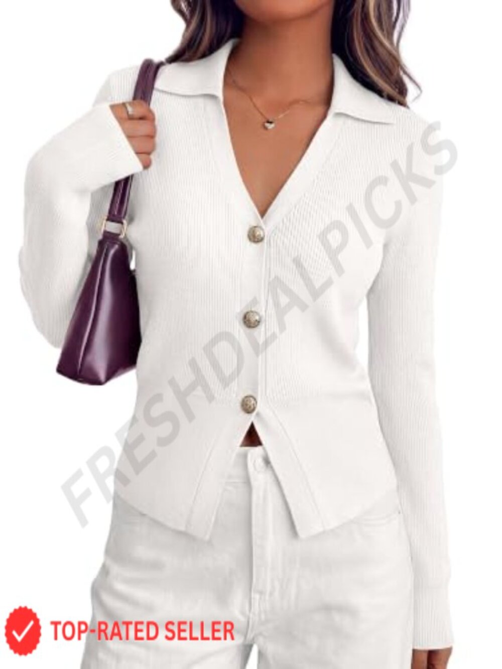 V Neck Button Down Lightweight Knit Cardigan Long Sleeve Sweater